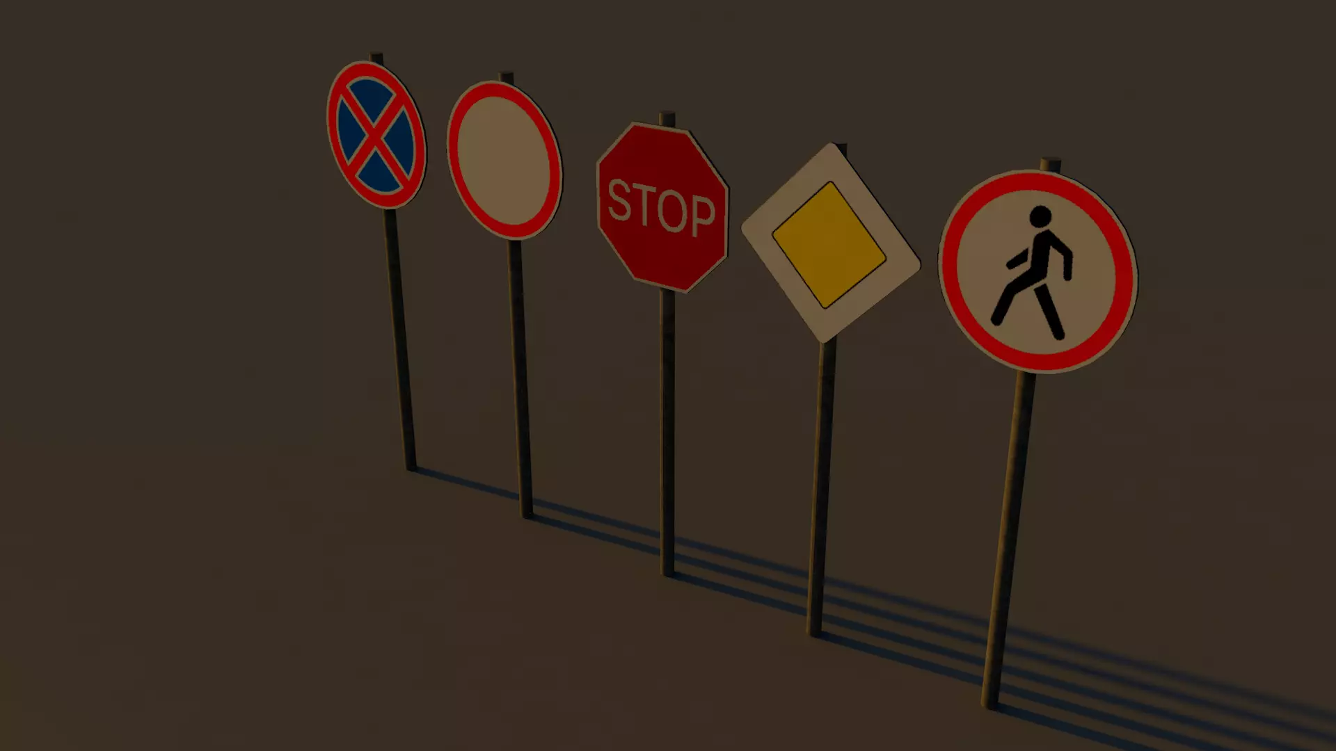 Road signs Low-poly 3D model_0
