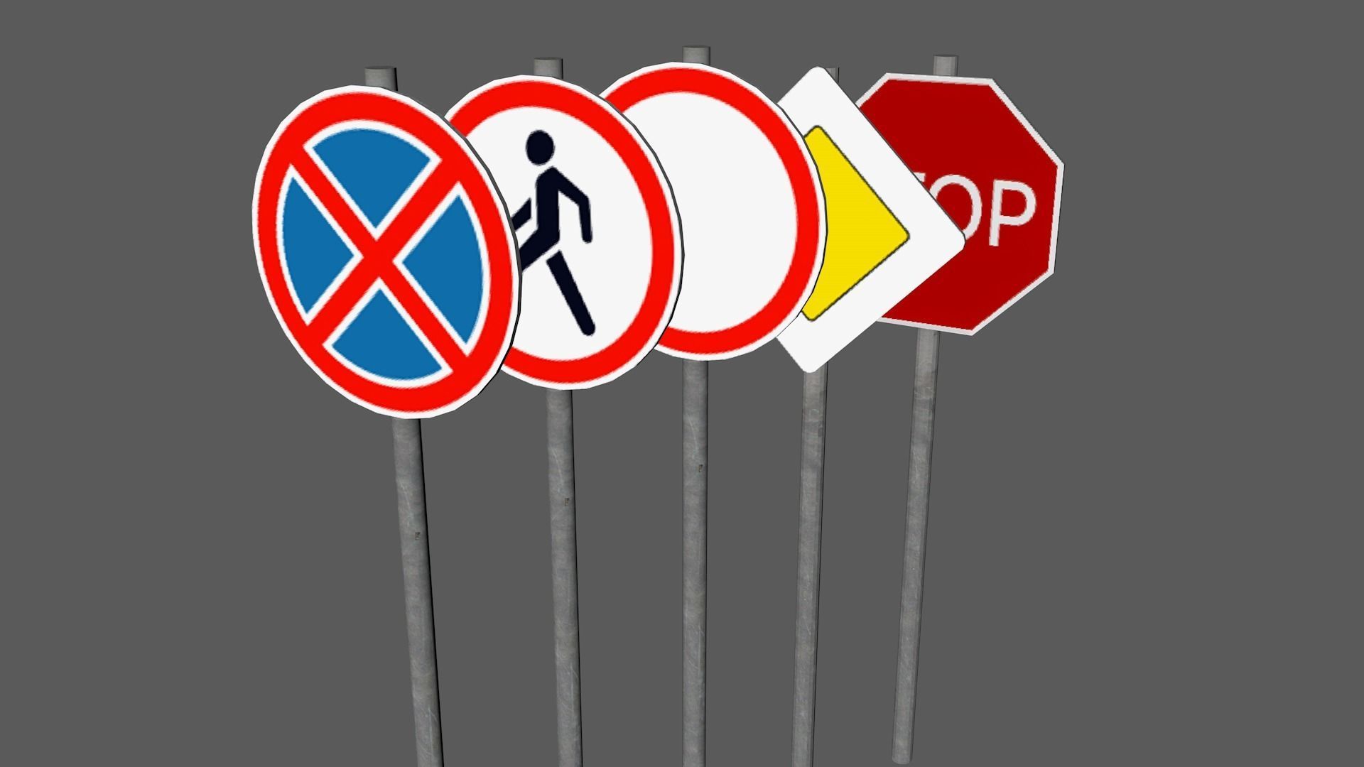 Road signs Low-poly 3D model_9