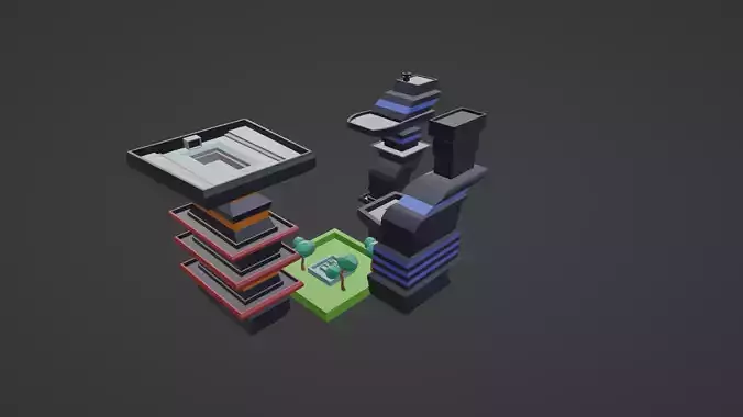Low-Poly Sci-Fi City Buildings Pack