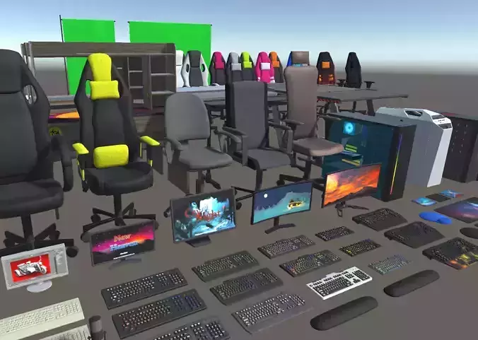 Ultimate Gamer Room Low-poly 3D model