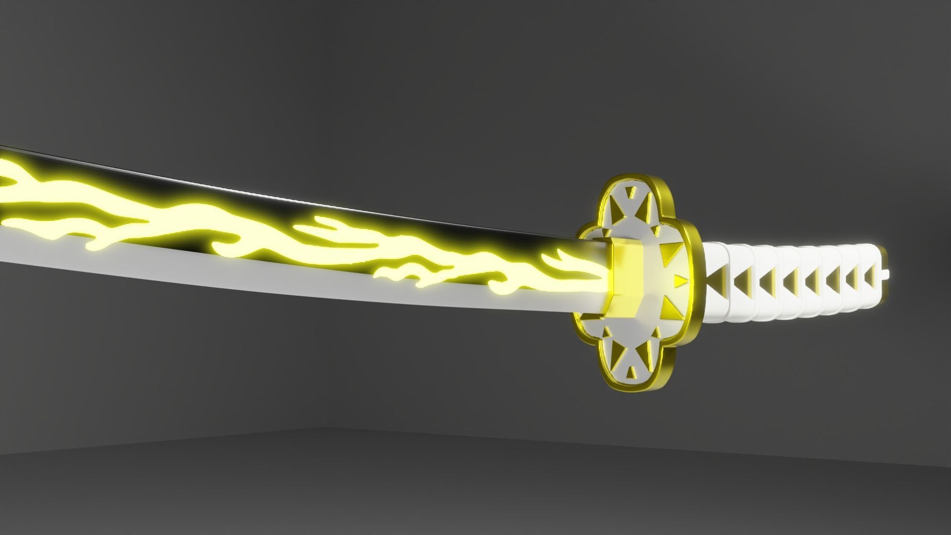 Zenitsu Nichirin Katana - - Demon - Slayer -- 3D Print Ready 3D print model_11