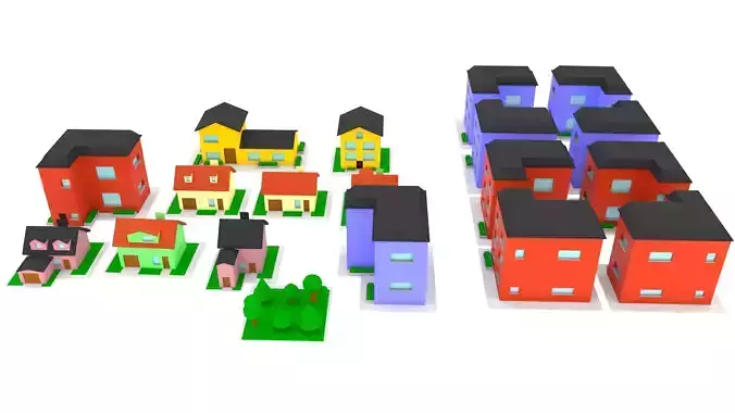10 Low poly houses pack Low-poly 3D model