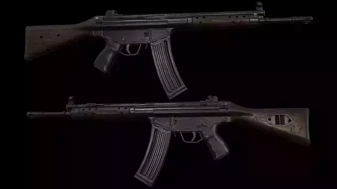 HK33 Assaultrifle Low-poly 3D model