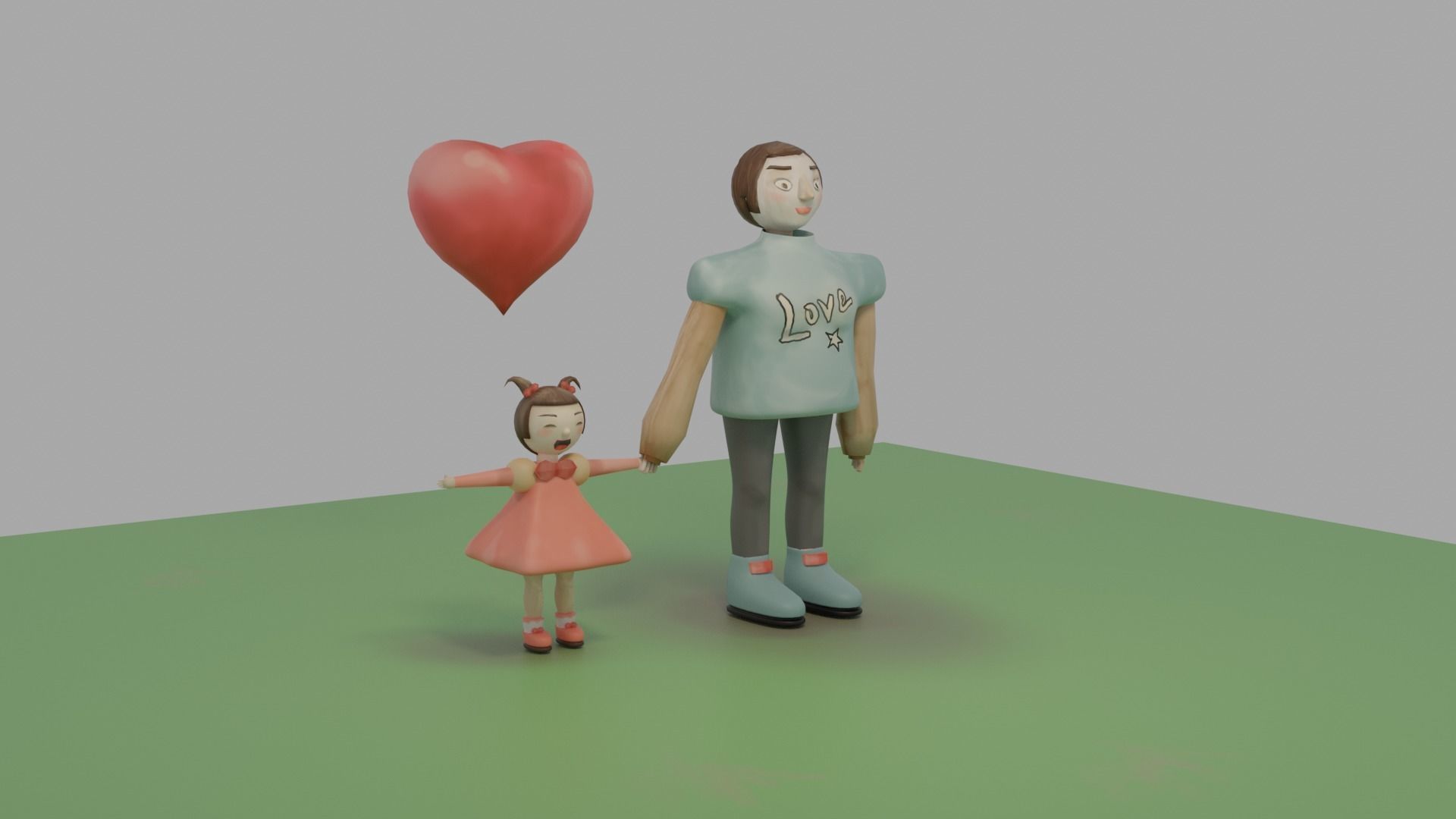 Mother and girl Low-poly 3D model_2