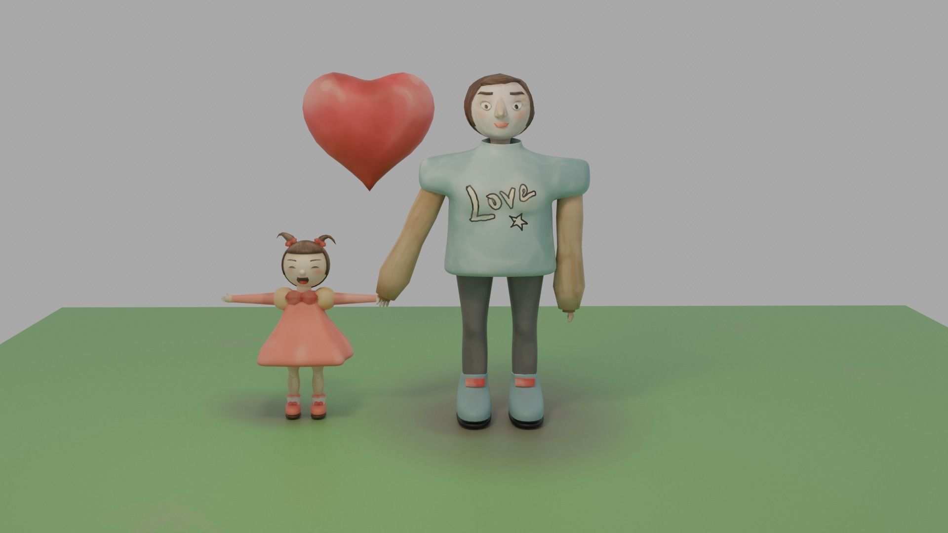 Mother and girl Low-poly 3D model_1