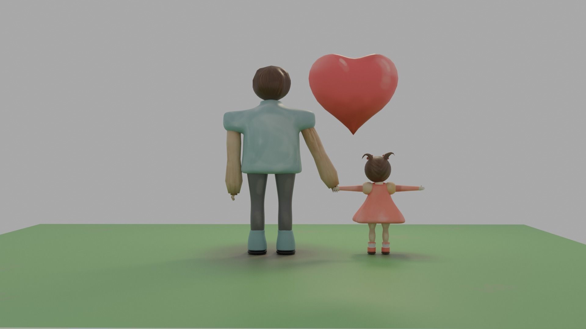 Mother and girl Low-poly 3D model_3