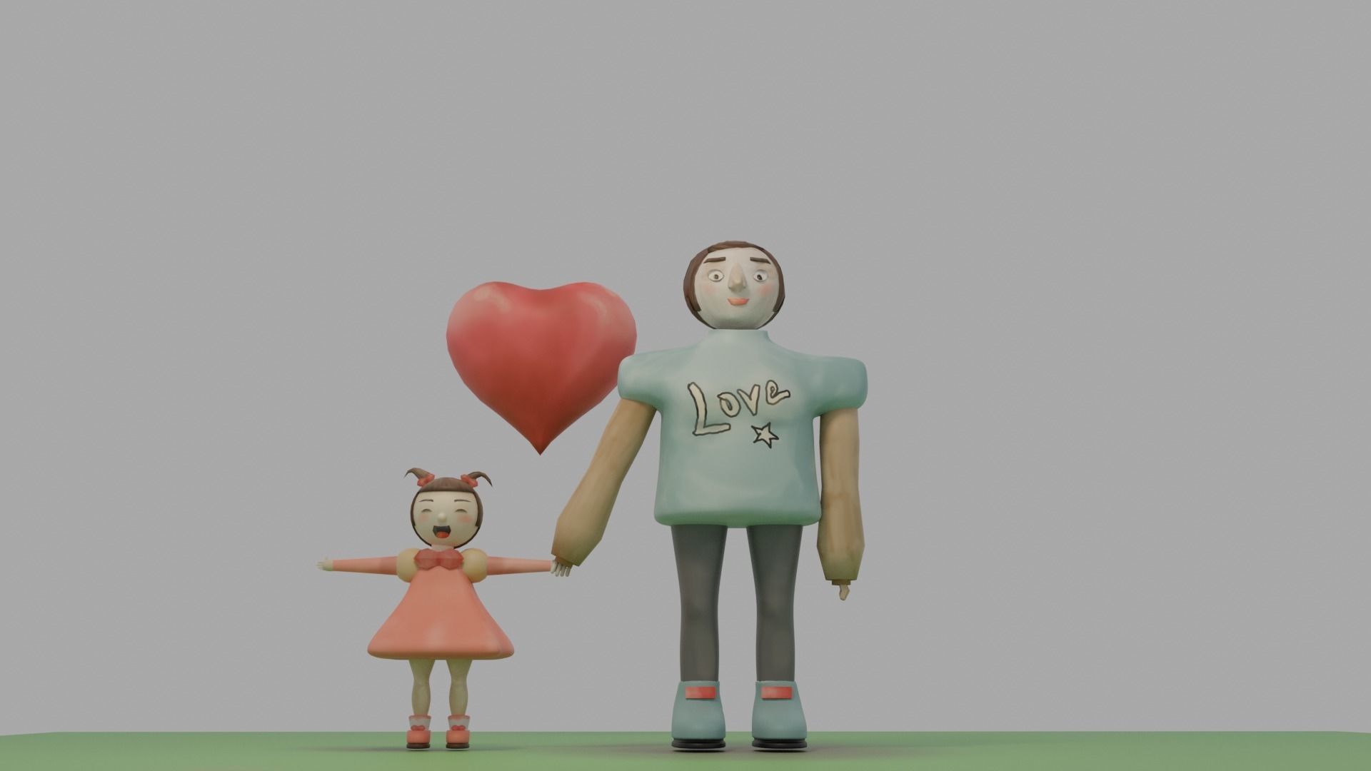 Mother and girl Low-poly 3D model_4