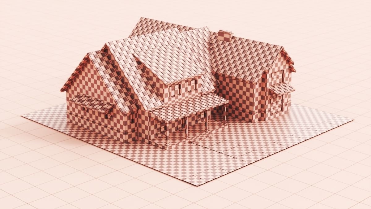 Country House No 02 - Base Mesh Low-poly 3D model_2