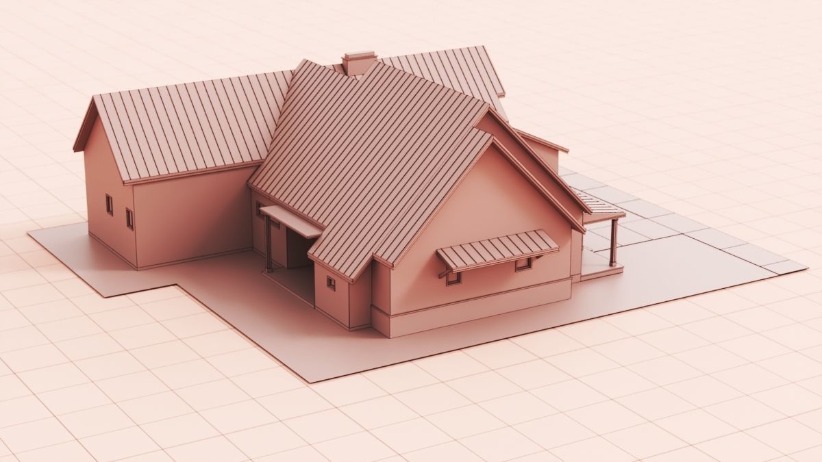 Country House No 02 - Base Mesh Low-poly 3D model_12