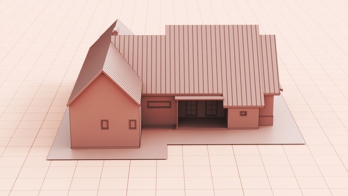 Country House No 02 - Base Mesh Low-poly 3D model_5