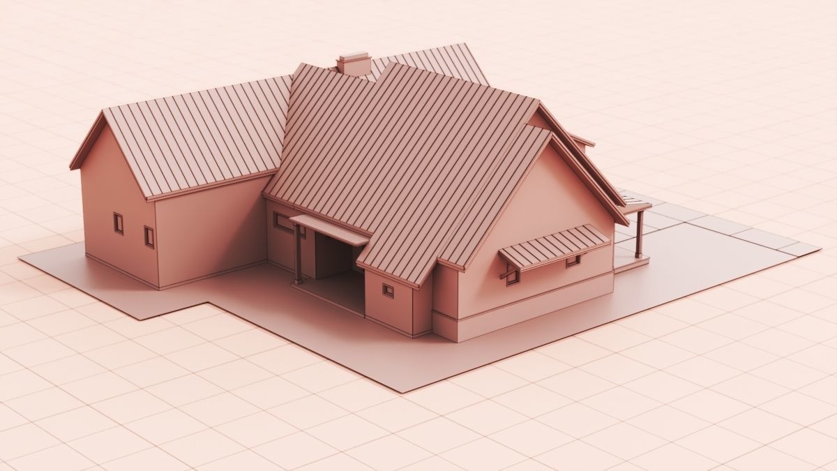 Country House No 02 - Base Mesh Low-poly 3D model_10