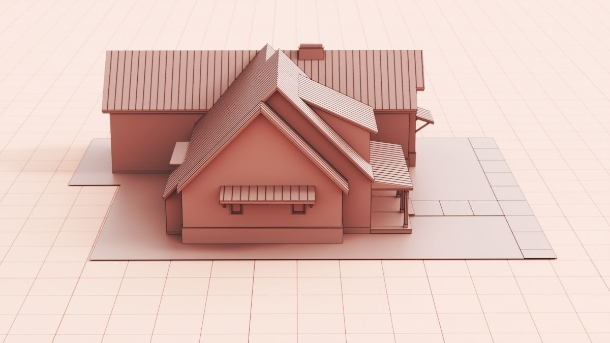 Country House No 02 - Base Mesh Low-poly 3D model_11
