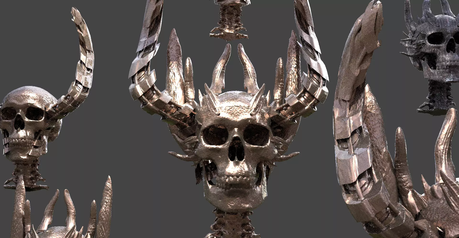 Dragon Crown scull Horned 4 designs 3D model_0