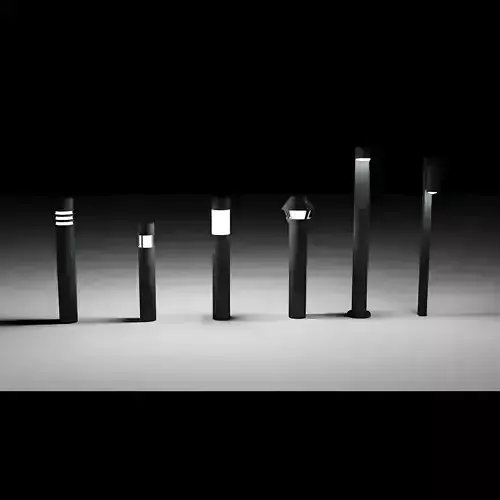 Low Poly Outdoor Lights Pack with 6 3D meshes