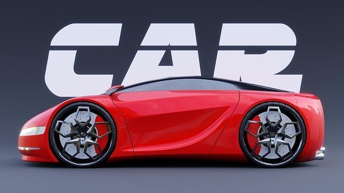 Futuristic Red Sports Car - Concept Vehicle 3D model