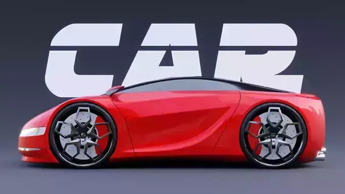 Futuristic Red Sports Car - High-Poly Concept Vehicle 3D 3D model