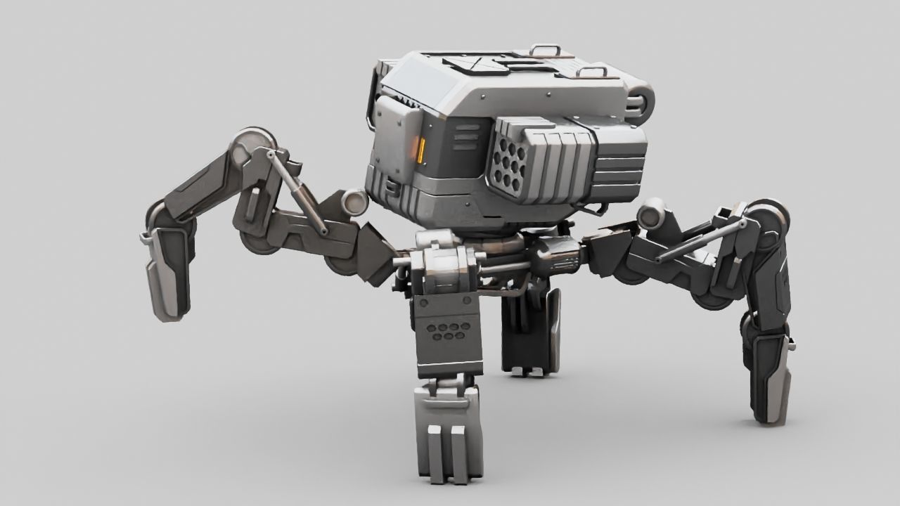 Military Robot rigged character 3D model_3