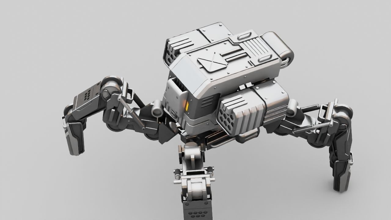 Military Robot rigged character 3D model_4