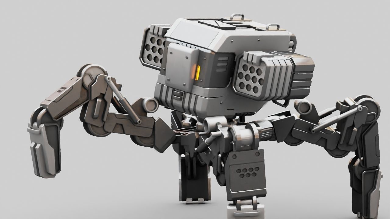Military Robot rigged character 3D model_2