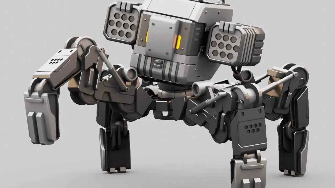 Military Robot rigged character 3D model_0