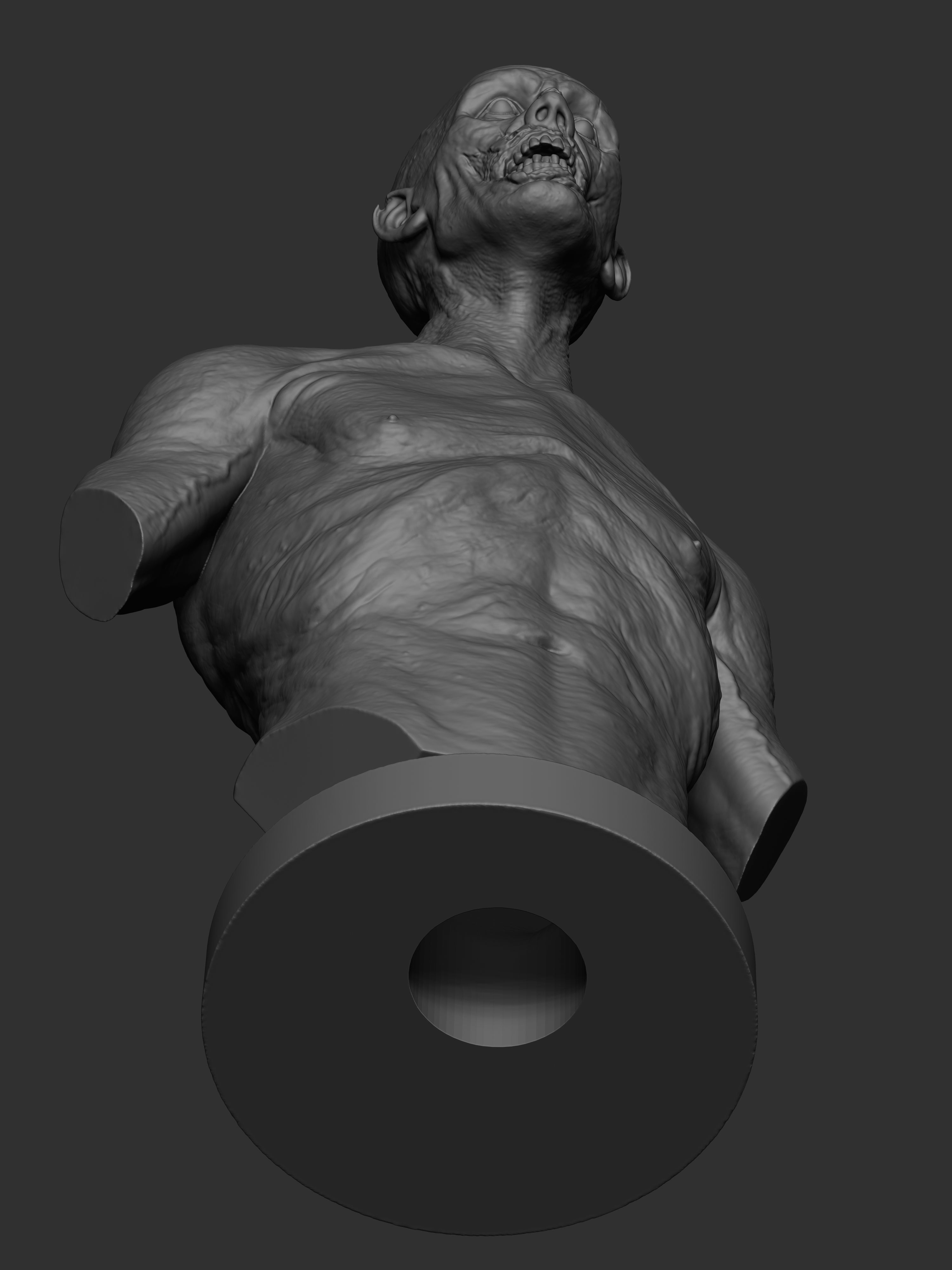 Zombie bust 3dprint 3D print model_6