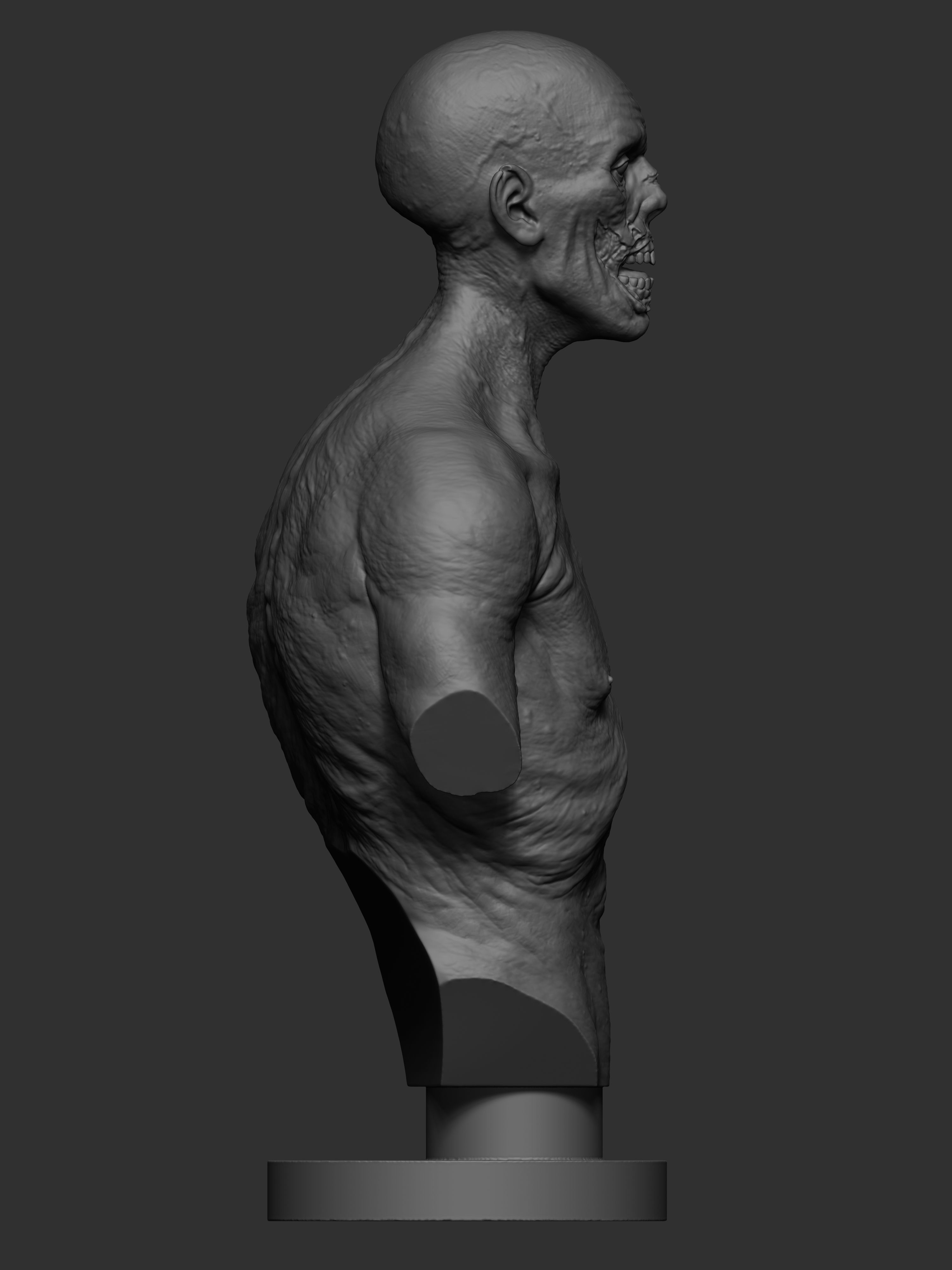 Zombie bust 3dprint 3D print model_3