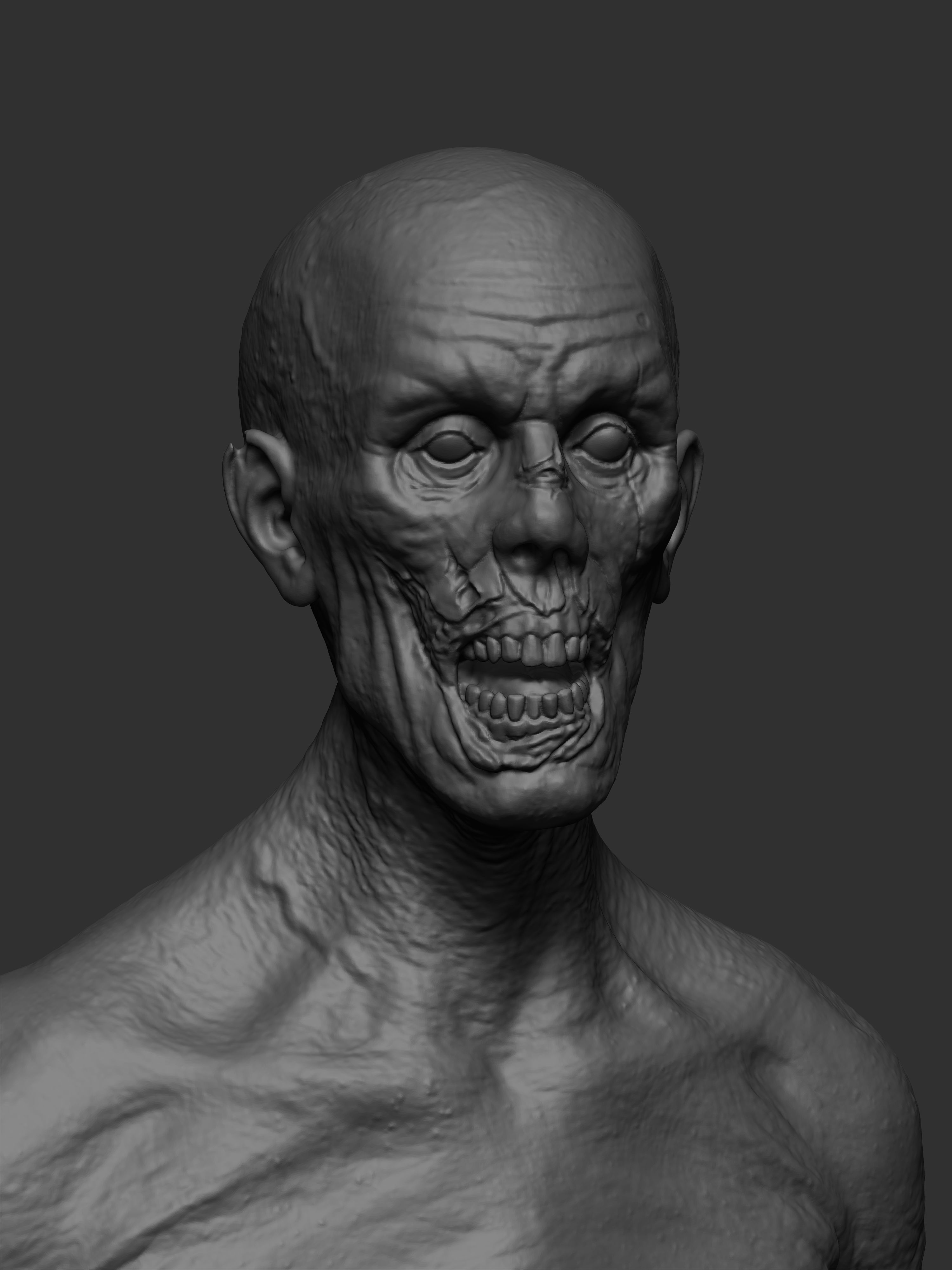 Zombie bust 3dprint 3D print model_5
