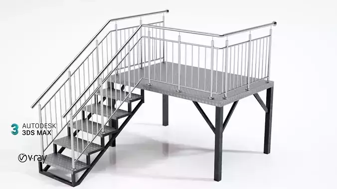 Metal stairs 3D model