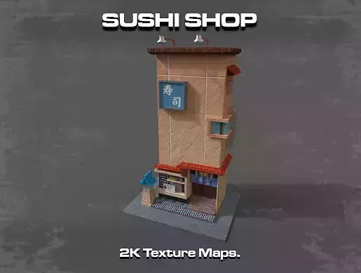 SUSHI SHOP Low-poly 3D model