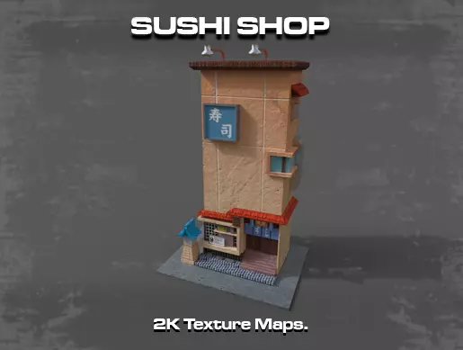 SUSHI SHOP Low-poly 3D model_0