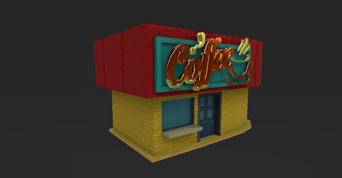 Coffee Shop Low-poly 3D model_5