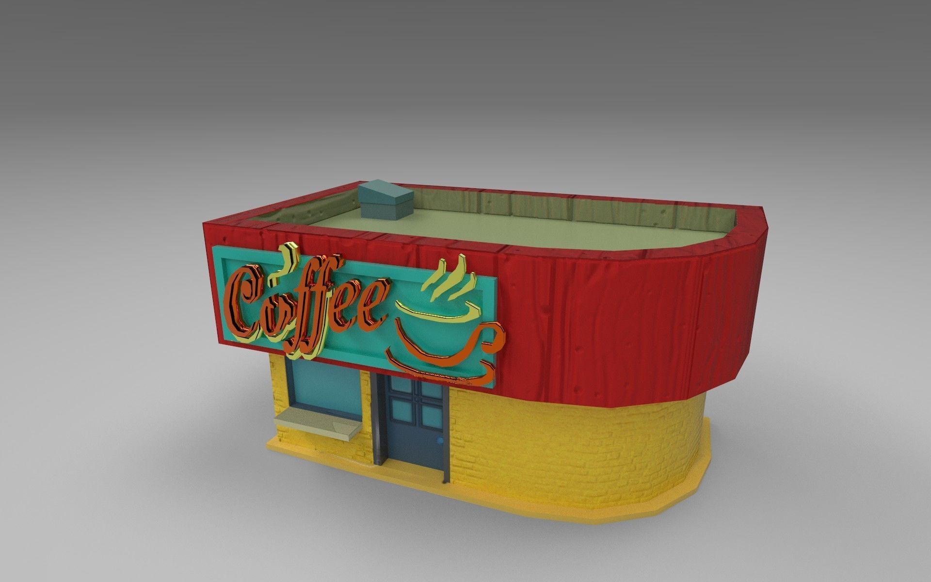 Coffee Shop Low-poly 3D model_2