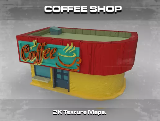 Coffee Shop Low-poly 3D model_0