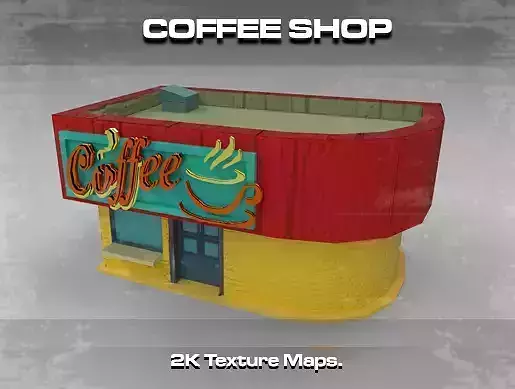 Coffee Shop Low-poly 3D model