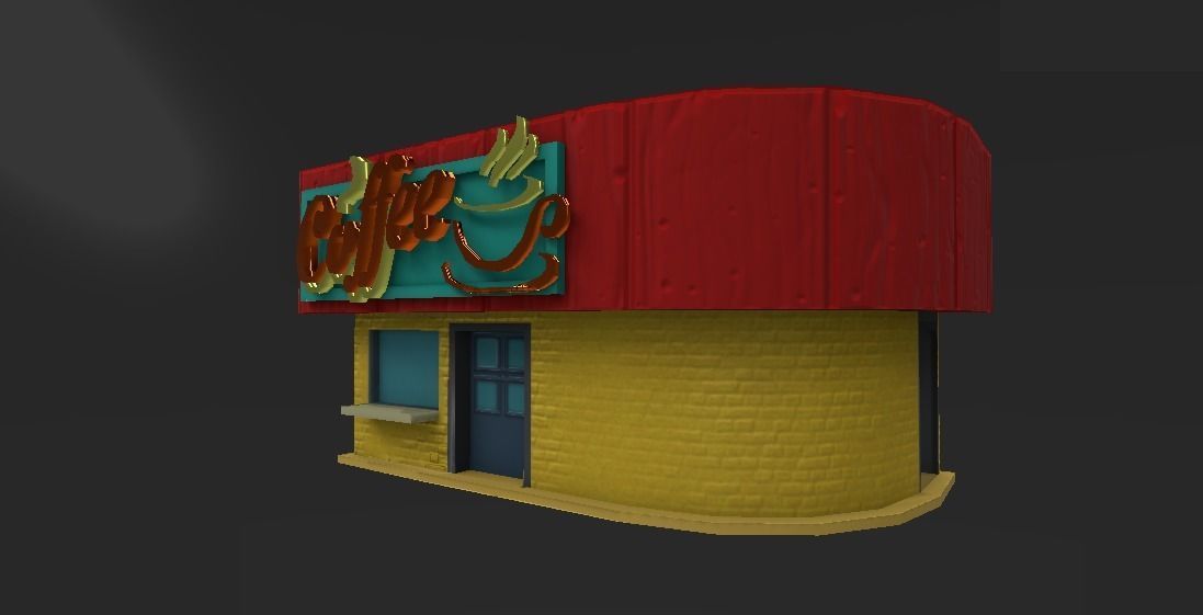 Coffee Shop Low-poly 3D model_8