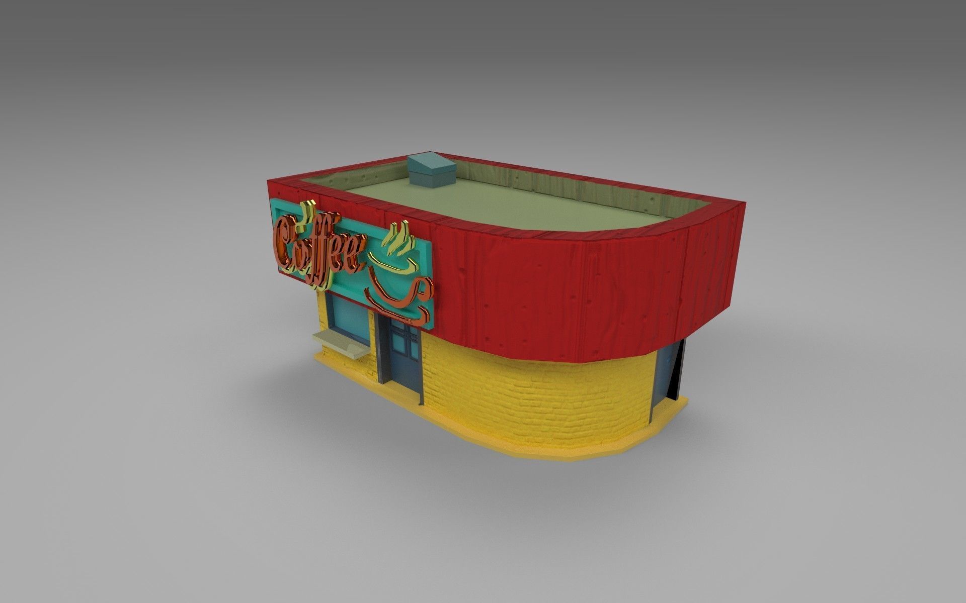 Coffee Shop Low-poly 3D model_4