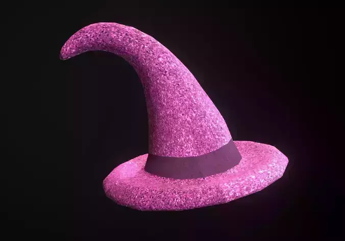 glittery purple witch hat Low-poly 3D model