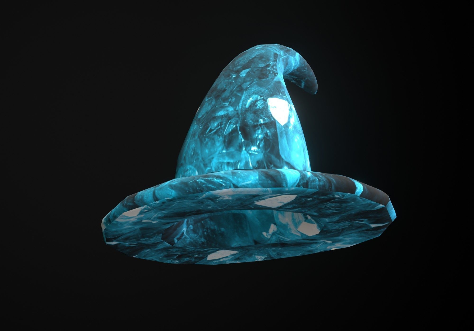 low poly blue witch hat with diamond pattern Low-poly 3D model_4