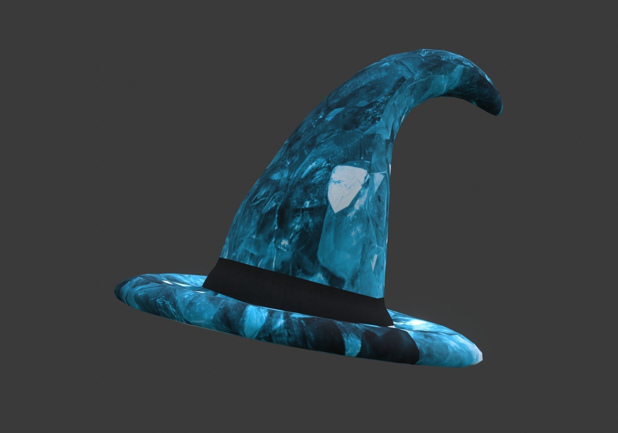 low poly blue witch hat with diamond pattern Low-poly 3D model_5