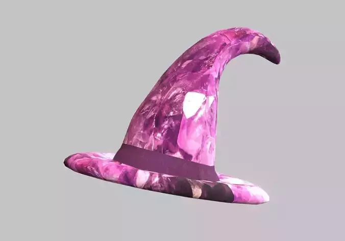 low poly pink witch hat with diamond pattern