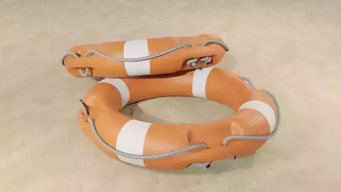 Lifebuoys two life preservers on beach 3D Model Collection
