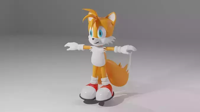 Tails 3d model sonic hedgehog on skateboard