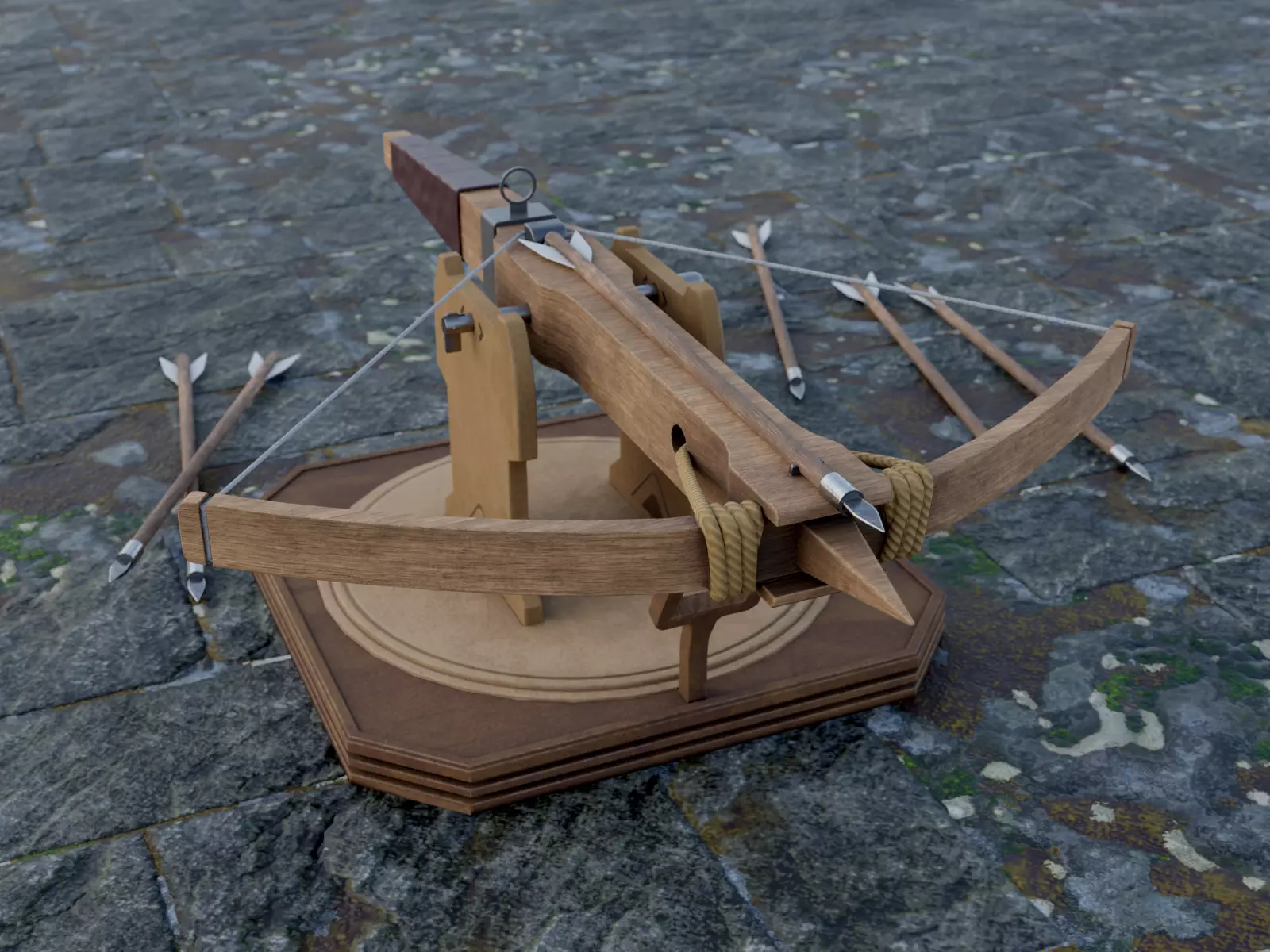 Mounted Crossbow Low-poly 3D model_0