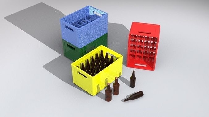Beer Crate and Bottles for Dioramas Free 3D print model