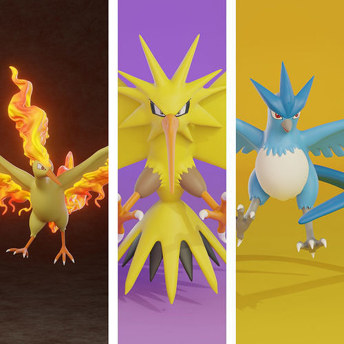 pokemon legendary birds pack 3D print model