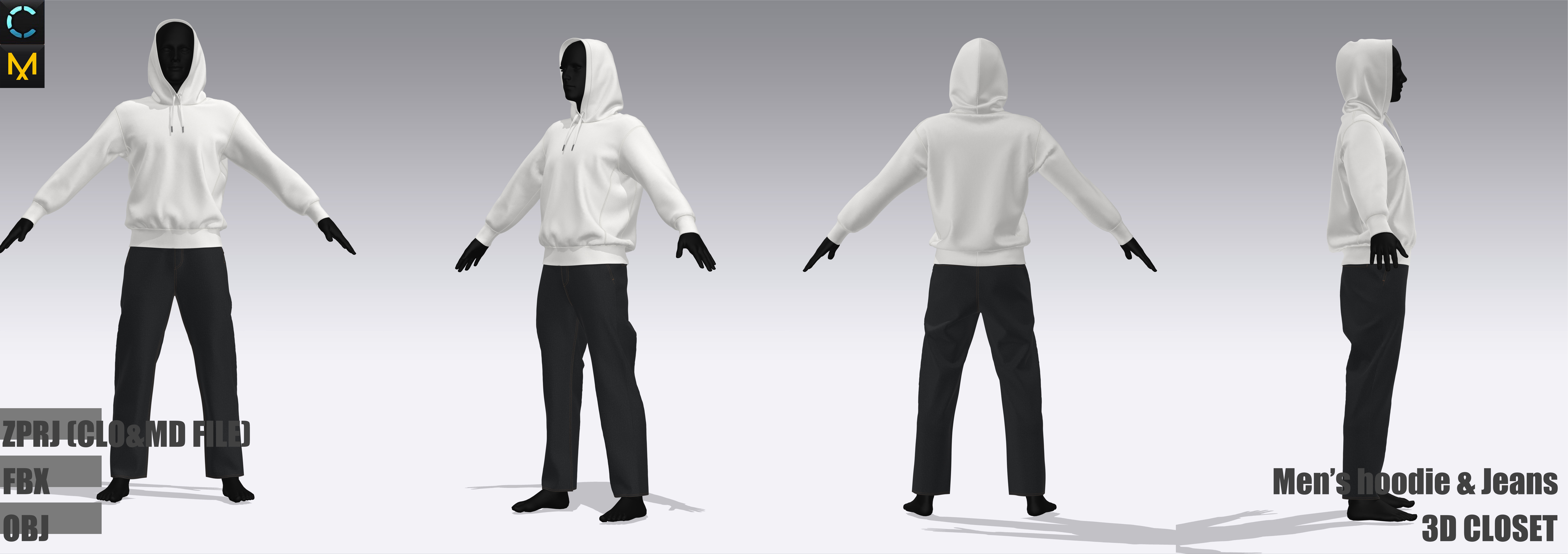 Hoodie and Jeans 3D model_1