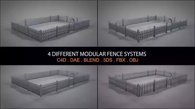 Modular Fence Systems Low-poly 3D model