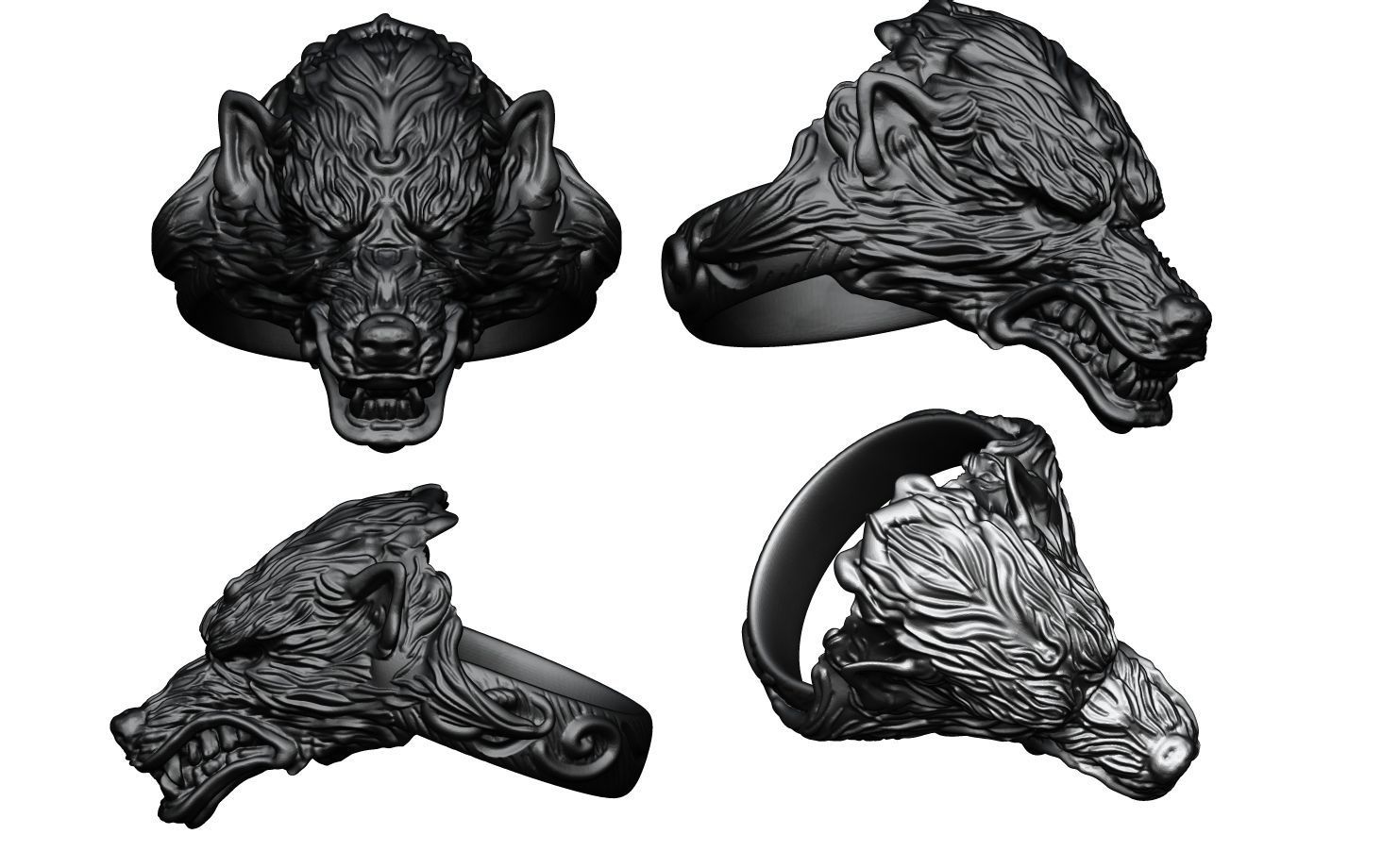 Wolf Ring 3D print model_3