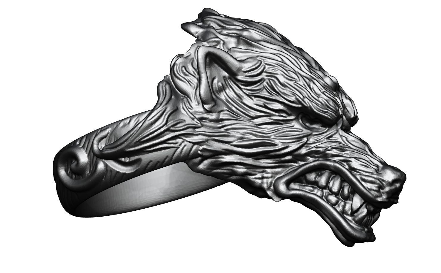 Wolf Ring 3D print model_1