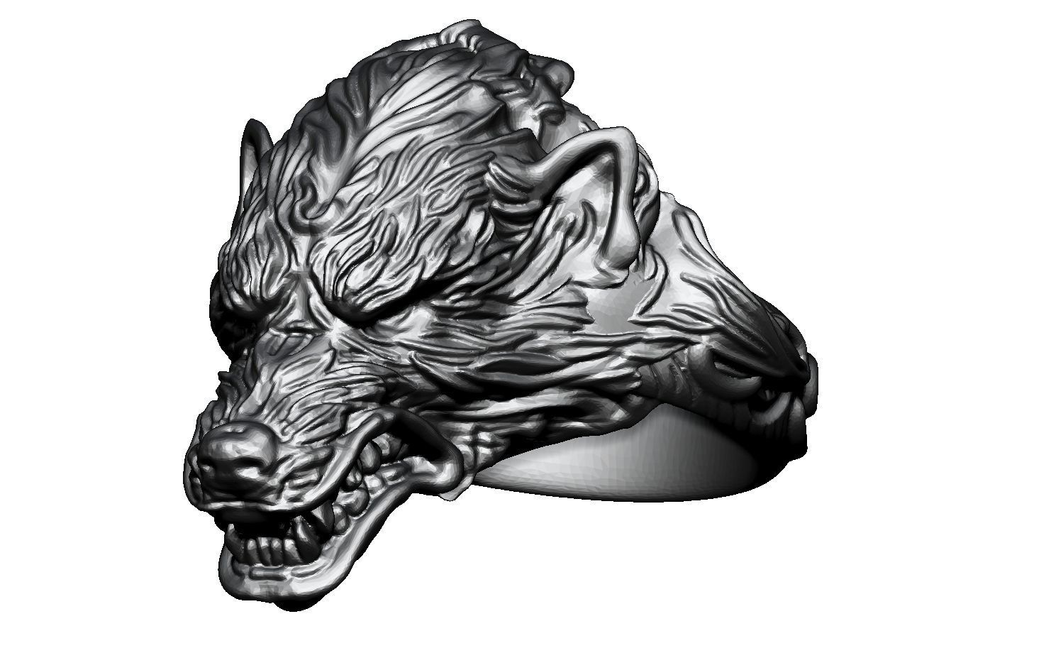 Wolf Ring 3D print model_4